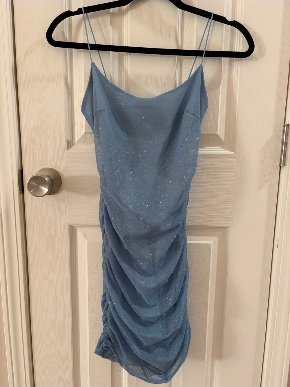 Windsor Blue Ruched Slip Dress with Sparkle size small